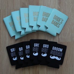 12 Koozies for bridesmaids and groomsmen